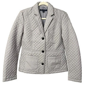 Brooks Brothers Quilted Blazer Jacket Light Grey 2 Fall Winter Classic Preppy
